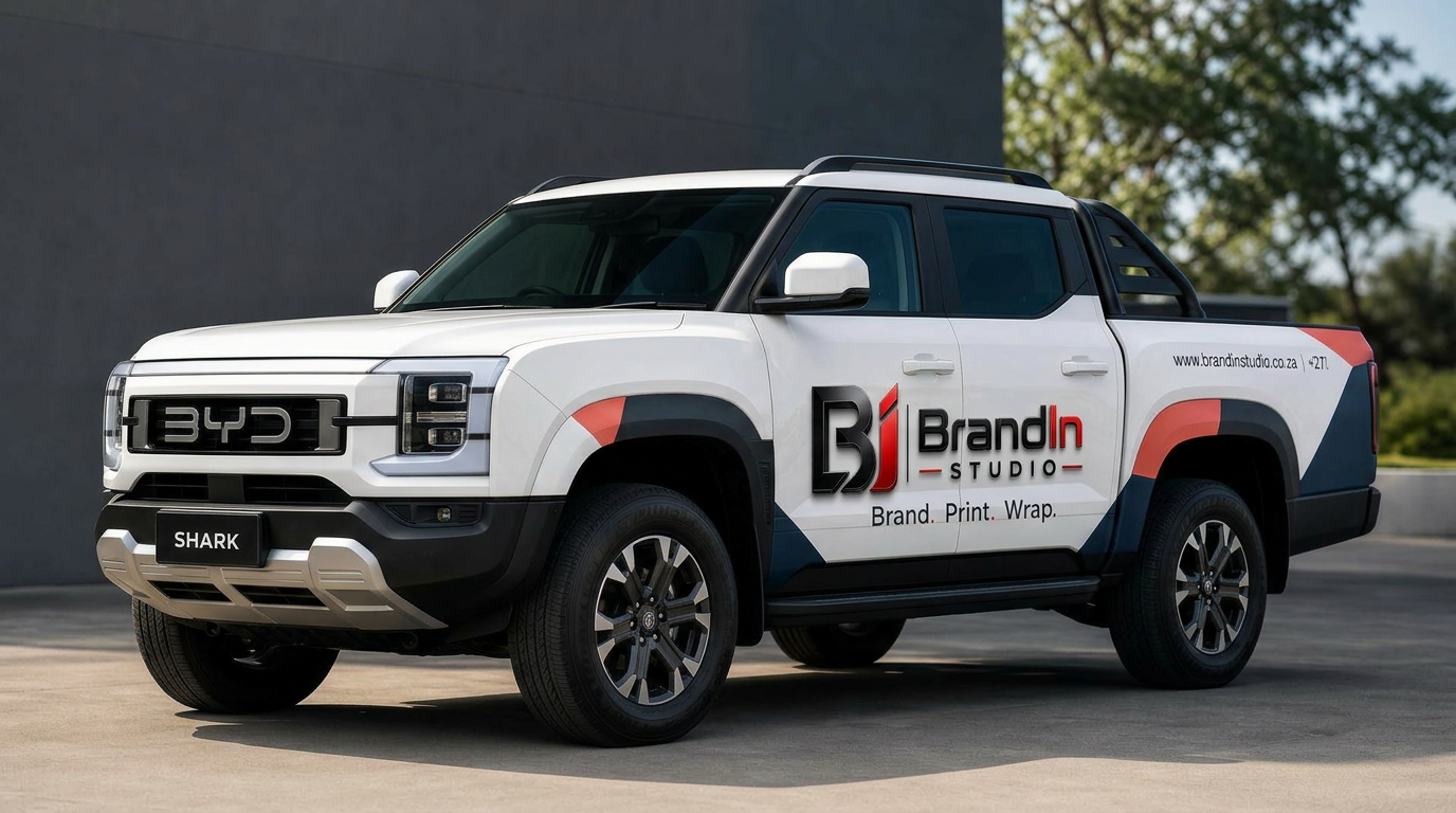 BrandIn Studio matte-black branded delivery van